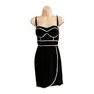 Subtly Sexy Black and White Silk Formal Mini Dress